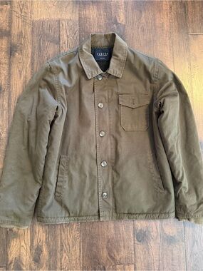 Velvet by Graham & Spencer Men's S Olive Green Jacket Twill Sherpa Lined